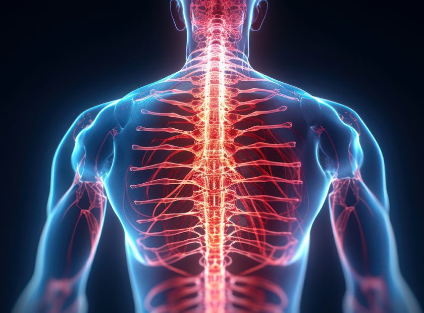 Human body back pain, Augmented reality discomfort of spine trau